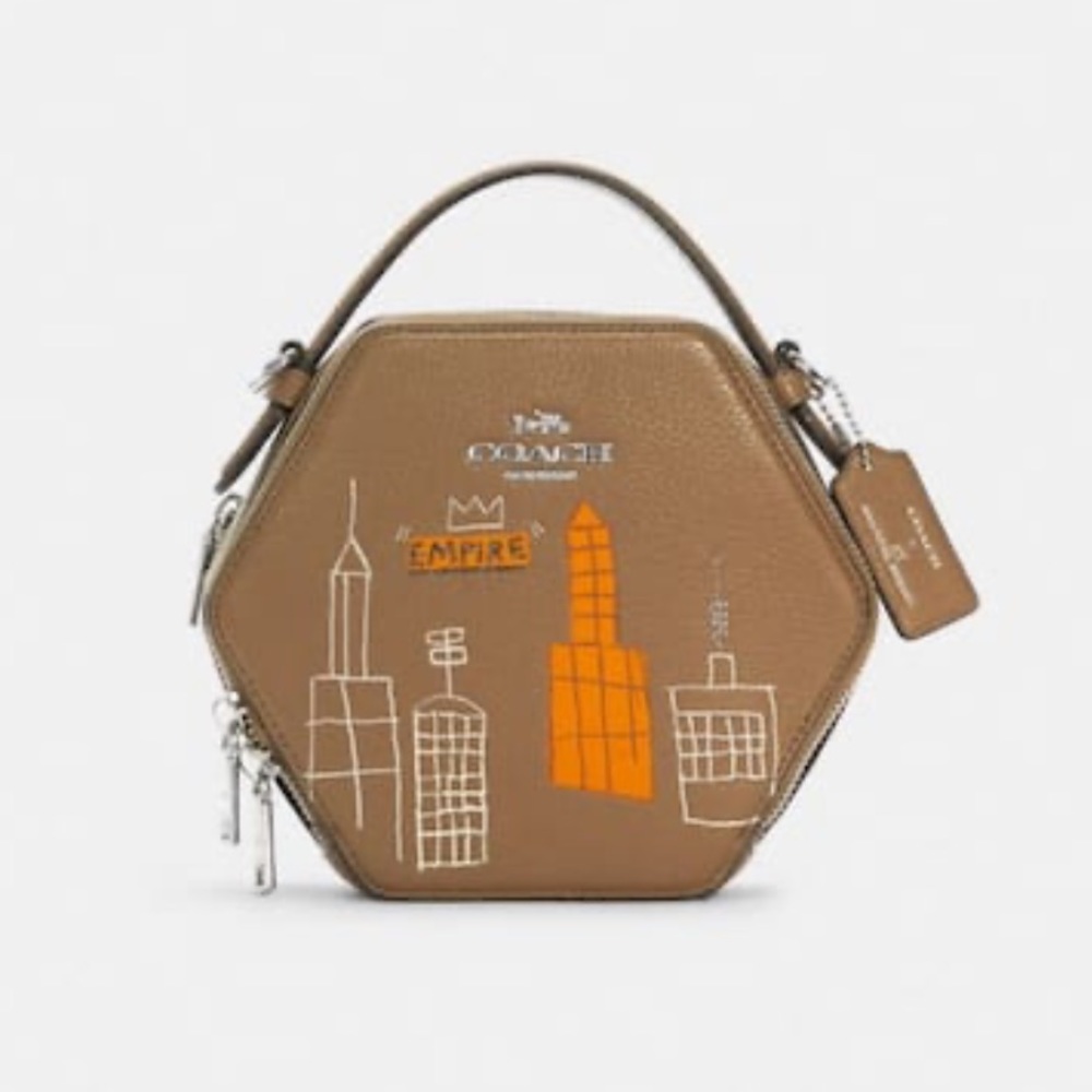 Coach X Jean Michel Basquiat Set - Mecca Hexagonal Xbody Bag & Matching Wristlet - Picture 2 of 16